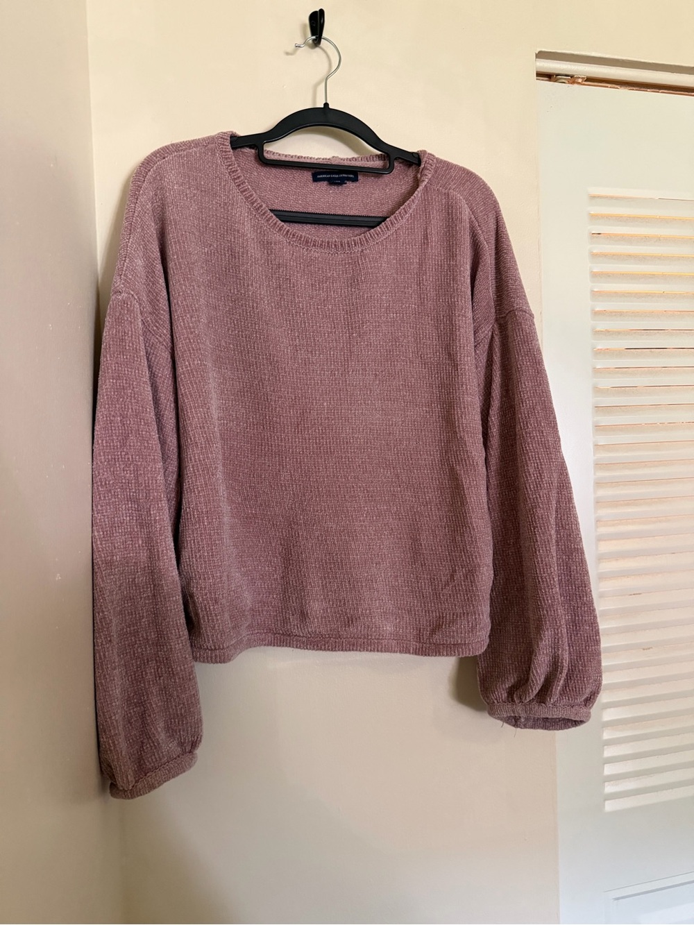 American Eagle Outfitters Dusty Mauve Chenille Crewneck Sweater
